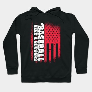 Baseball Beer And Burgers - US Flag design Hoodie